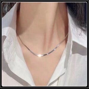 NEW 3MM SILVER STEEL HERRINGBONE SNAKE CHAIN ROPE CHOKER NECKLACE